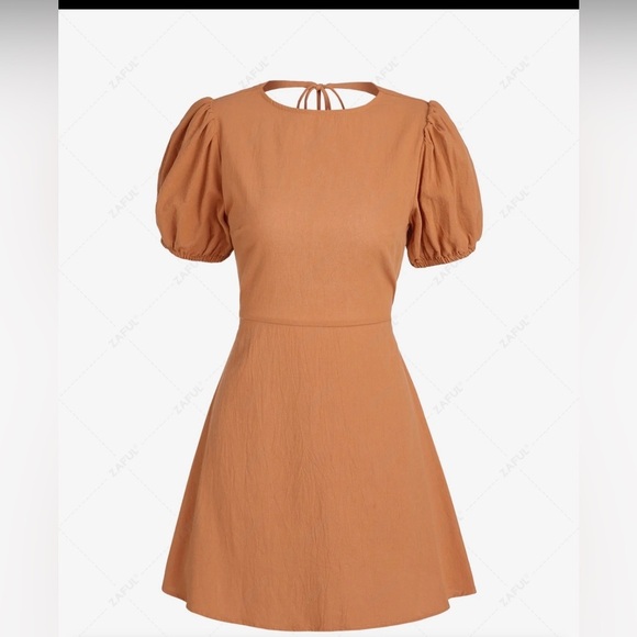 Zaful . Pink Puff Sleeve Mini Dress Fit and Flare - Picture 1 of 4